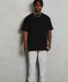 Erkek Düz Yazlık Kısa Kol Tişört Bisiklet Yaka Oversize T-Shirt - Siyah