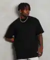 Erkek Düz Yazlık Kısa Kol Tişört Bisiklet Yaka Oversize T-Shirt - Siyah