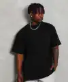 Erkek Düz Yazlık Kısa Kol Tişört Bisiklet Yaka Oversize T-Shirt - Siyah