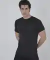 Erkek File Çepli  T-Shirt Kısa Kol Bisiklet Yaka Slimfit Tişört - Siyah