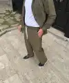 Erkek Fitilli Kadife Cepli Buggy Pantolon Oversize Rahat Kalıp - Haki