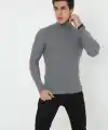 Erkek Fitilli Kaşkorse Kumaş Boğazlı Full Likralı Slimfit Body - Füme