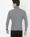 Erkek Fitilli Kaşkorse Kumaş Boğazlı Full Likralı Slimfit Body - Füme