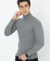 Erkek Fitilli Kaşkorse Kumaş Boğazlı Full Likralı Slimfit Body - Füme