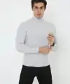 Erkek Fitilli Kaşkorse Kumaş Boğazlı Full Likralı Slimfit Body - Gri