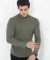 Erkek Fitilli Kaşkorse Kumaş Boğazlı Full Likralı Slimfit Body - Haki