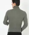 Erkek Fitilli Kaşkorse Kumaş Boğazlı Full Likralı Slimfit Body - Haki