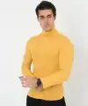 Erkek Fitilli Kaşkorse Kumaş Boğazlı Full Likralı Slimfit Body - Sarı