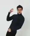 Erkek Fitilli Kaşkorse Kumaş Boğazlı Full Likralı Slimfit Body - Siyah