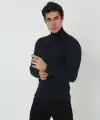 Erkek Fitilli Kaşkorse Kumaş Boğazlı Full Likralı Slimfit Body - Siyah