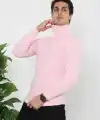 Erkek Fitilli Kaşkorse Kumaş Boğazlı Full Likralı Slimfit Body - Toz Pembe