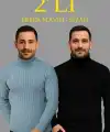 Erkek Fitilli Kazak Tam Boğazlı Balıkçı Yaka Triko 2li Set Bebek Mavisi-Siyah