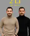 Erkek Fitilli Kazak Tam Boğazlı Balıkçı Yaka Triko 2li Set Bej-Siyah