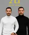 Erkek Fitilli Kazak Tam Boğazlı Balıkçı Yaka Triko 2li Set Beyaz-Siyah