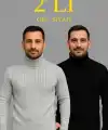 Erkek Fitilli Kazak Tam Boğazlı Balıkçı Yaka Triko 2li Set Gri-Siyah