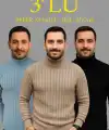 Erkek Fitilli Kazak Tam Boğazlı Balıkçı Yaka Triko 3lü Set Bebek Mavisi-Bej-Siyah