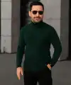 Erkek Fitilli Kazak Tam Boğazlı Balıkçı Yaka Triko 3lü Set  Bej-Haki-Siyah