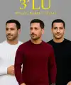 Erkek Fitilli Triko Bisiklet Yaka Kalın Kazak 3lü Set Beyaz-Bordo-Siyah