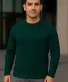 Erkek Fitilli Triko Bisiklet Yaka Kalın Kazak 3lü Set Gri-Haki-Siyah