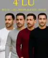 Erkek Fitilli Triko Bisiklet Yaka Kalın Kazak 4lü Set Beyaz-Bordo-Gri-Siyah