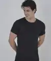 Erkek Gögüs Fileli T-Shirt Kısa Kol Bisiklet Yaka Slimfit Tişört  - Siyah