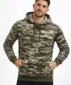 Erkek Kamuflaj Desenli 2 İplik 4 Mevsim Kapüşonlu Kanguru Cepli Hoodie Sweatshirt - Kamuflaj