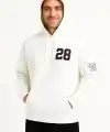 Erkek Kapüşonlu Kanguru Cepli Sweatshirt 3 İplik Pamuklu Baskılı Hoodie - Beyaz