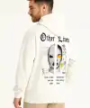 Erkek Kapüşonlu Kanguru Cepli Sweatshirt 3 İplik Pamuklu Baskılı Hoodie - Beyaz