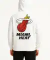Erkek Kapüşonlu Kanguru Cepli Sweatshirt 3 İplik Pamuklu Baskılı Hoodie - Beyaz