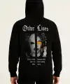 Erkek Kapüşonlu Kanguru Cepli Sweatshirt 3 İplik Pamuklu Baskılı Hoodie - Siyah