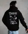 Erkek Kapüşonlu Kanguru Cepli Sweatshirt 3 İplik Pamuklu Baskılı Hoodie - Siyah