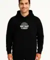 Erkek Kapüşonlu Kanguru Cepli Sweatshirt 3 İplik Pamuklu Baskılı Hoodie -  Siyah