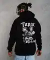 Erkek Kapüşonlu Kanguru Cepli Sweatshirt 3 İplik Pamuklu Baskılı Hoodie - Siyah