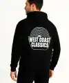 Erkek Kapüşonlu Kanguru Cepli Sweatshirt 3 İplik Pamuklu Baskılı Hoodie -  Siyah