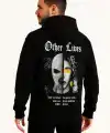 Erkek Kapüşonlu Kanguru Cepli Sweatshirt 3 İplik Pamuklu Baskılı Hoodie - Siyah
