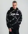 ERKEK Kapüşonlu Varak ve Pano Baskılı Hoodie  SweatShirt- Siyah