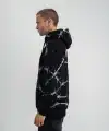 ERKEK Kapüşonlu Varak ve Pano Baskılı Hoodie  SweatShirt- Siyah
