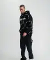 ERKEK Kapüşonlu Varak ve Pano Baskılı Hoodie  SweatShirt- Siyah