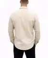 Erkek KETEN Kumaş  Uzun Kollu Regular fit Gömlek - Bej