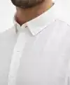 Erkek KETEN Kumaş Uzun Kollu Regular fit Gömlek - Beyaz