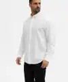 Erkek KETEN Kumaş Uzun Kollu Regular fit Gömlek - Beyaz