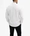 Erkek KETEN Kumaş Uzun Kollu Regular fit Gömlek - Beyaz