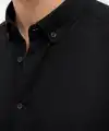 Erkek KETEN Kumaş  Uzun Kollu Regular Fit Gömlek - Siyah