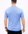 Erkek Kısa Kol Fitilli Triko T-Shirt Yazlık Hakim Yaka Tişört - Bebek Mavisi