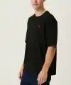 Erkek Kısa Kol Tişört Bisiklet Yaka KALP Baskılı Oversize T-Shirt - Siyah