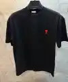 Erkek Kısa Kol Tişört Bisiklet Yaka KALP Baskılı Oversize T-Shirt - Siyah