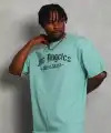 Erkek Kısa Kol Tişört Bisiklet Yaka KANAT Baskılı Oversize T-Shirt - Mint Yeşili