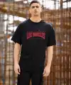 Erkek Kısa Kol Tişört Bisiklet Yaka LOS ANGELES  Baskılı T-Shirt - Siyah