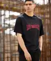 Erkek Kısa Kol Tişört Bisiklet Yaka LOS ANGELES  Baskılı T-Shirt - Siyah