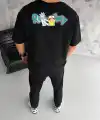 Erkek Kısa Kol Tişört Bisiklet Yaka RİCK AND MORTY Baskılı T-Shirt - Siyah